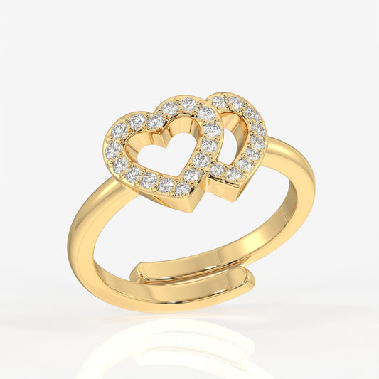 Dual Bliss Moissanite Diamond Sterling Silver Ring