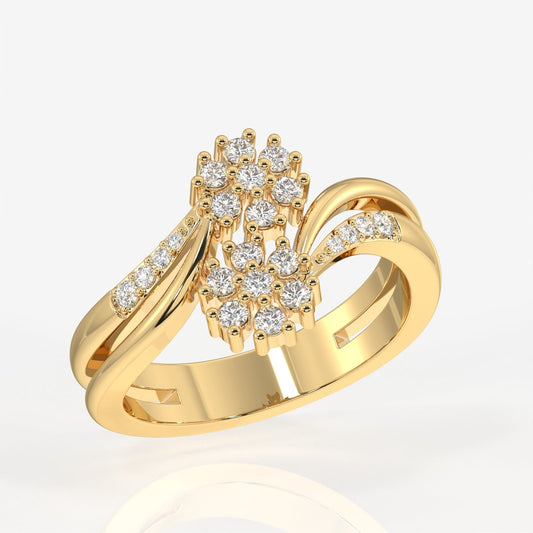 Floral Duo Moissanite Diamond 18k Gold Ring
