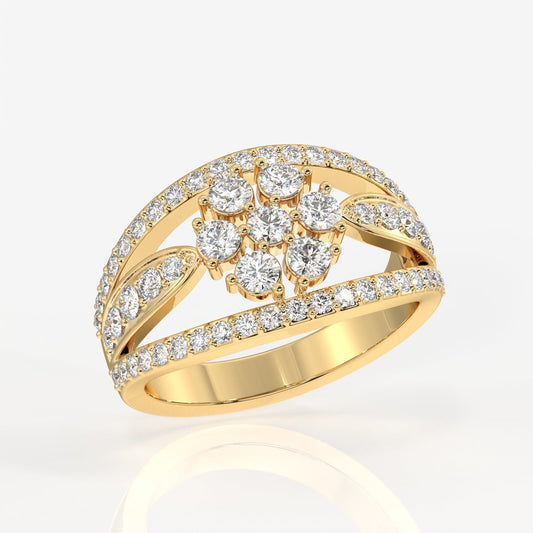 Majestic Bloom Moissanite Diamond 18k Gold Ring