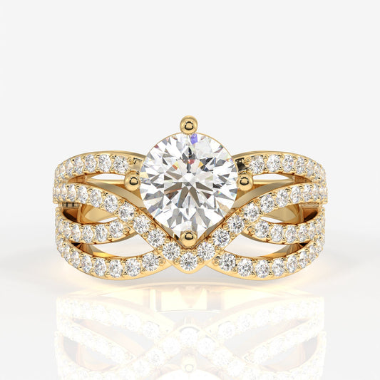 Round Cut Moissanite Diamond Cocktail 18k Gold Ring