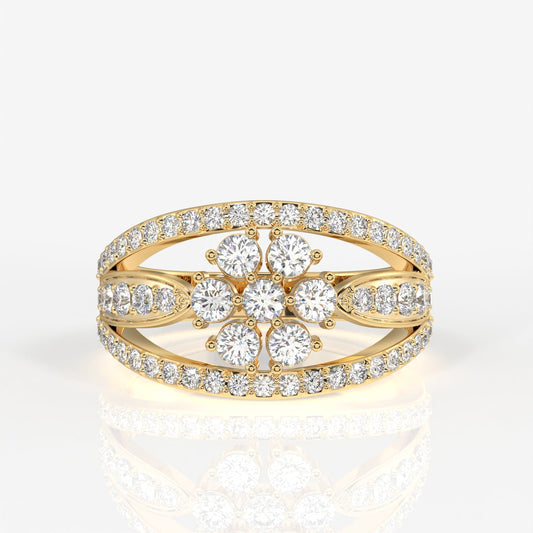Majestic Bloom Moissanite Diamond 18k Gold Ring