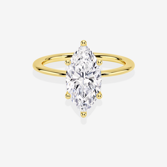 Marquise Cut Lab Grown Diamond Solitaire Engagement 14k Gold Ring