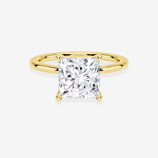 Princess Cut Lab Grown Diamond Solitaire Engagement 18k Gold Ring