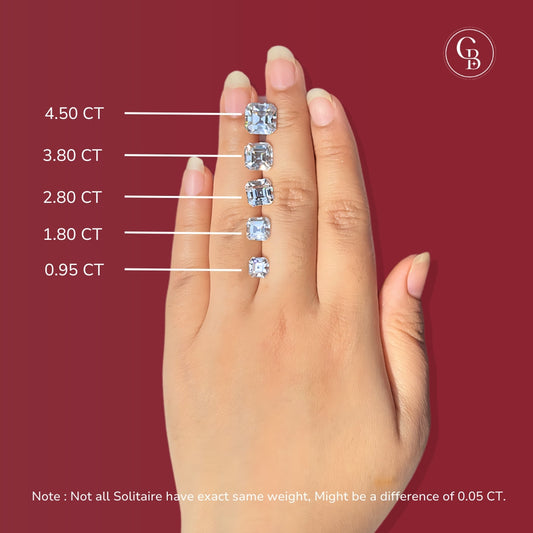 Asscher Cut Moissanite Diamond Classic Solitaire Engagement 18K Gold Ring